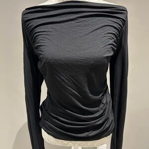 Three Dots Black Long Sleeve Top